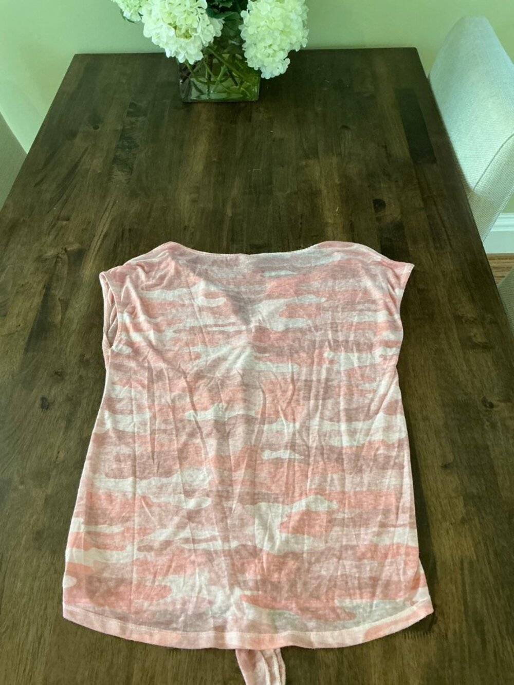 Lucky Brand Pink Camo Tie Front Top Size S